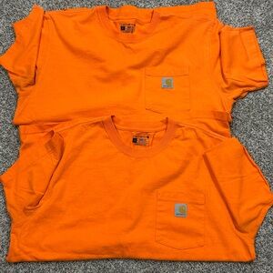 2 Carhartt Orange Pocket T-Shirts - LOOSE FIT L